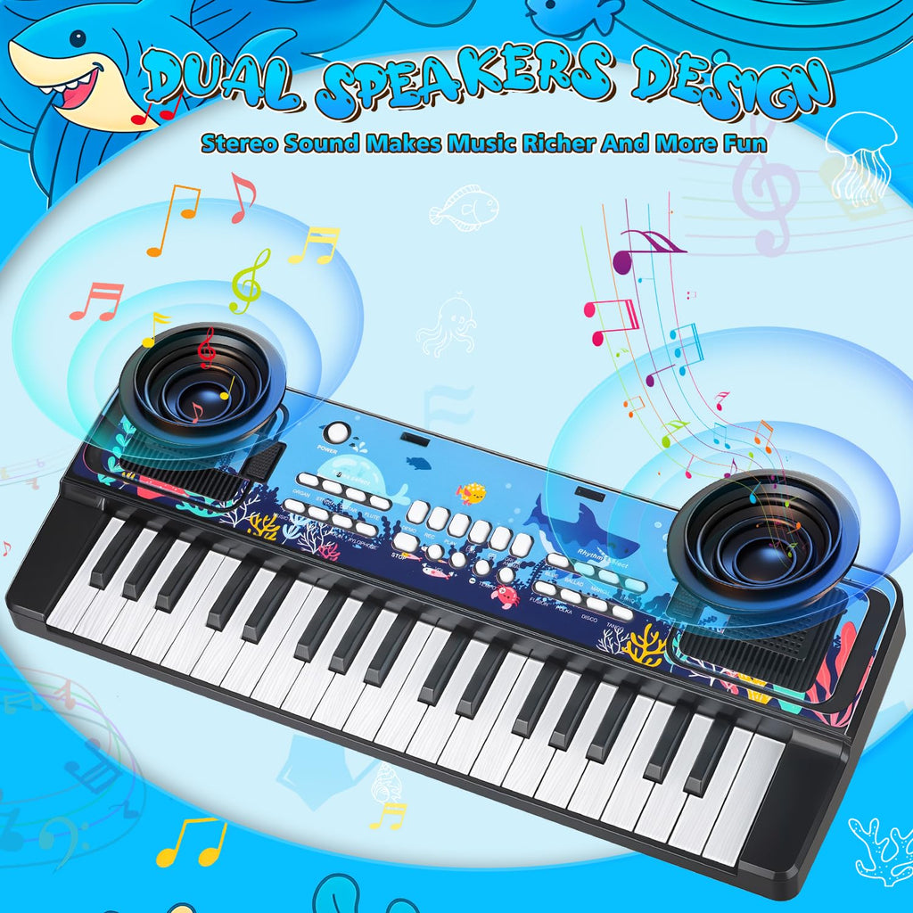 37-Key Kids Piano Keyboard with Microphone and Music Stand