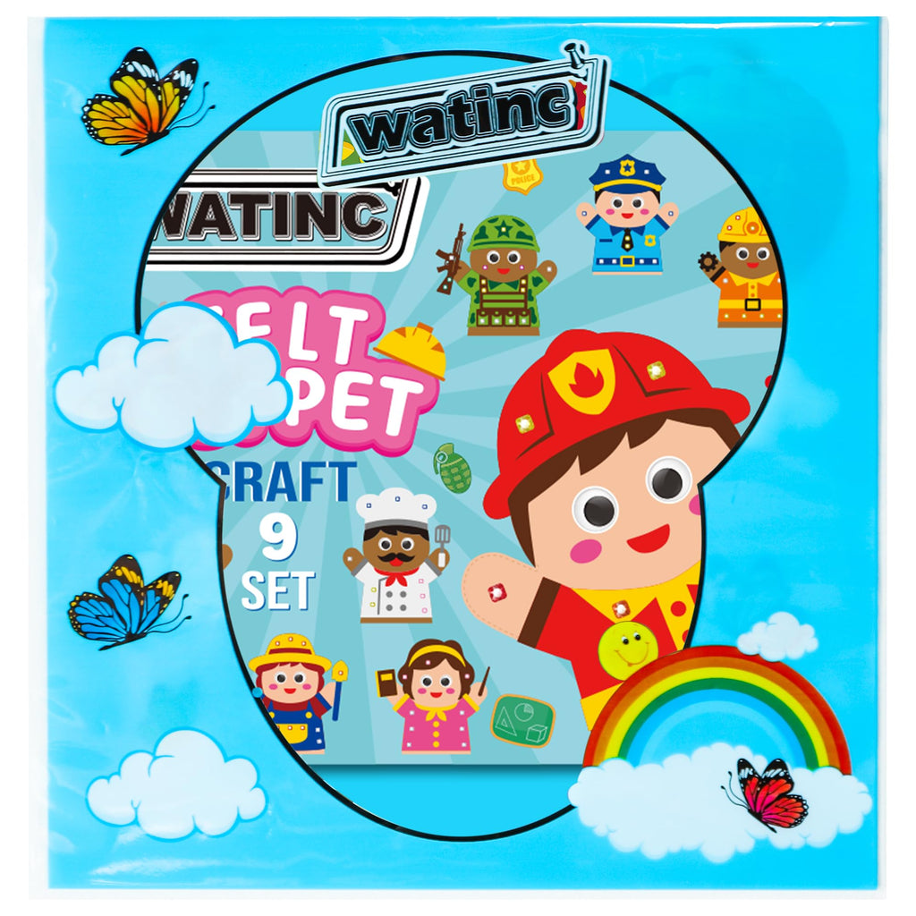 WATINC 9-Piece DIY Felt Hand Puppet Making Kit for Kids