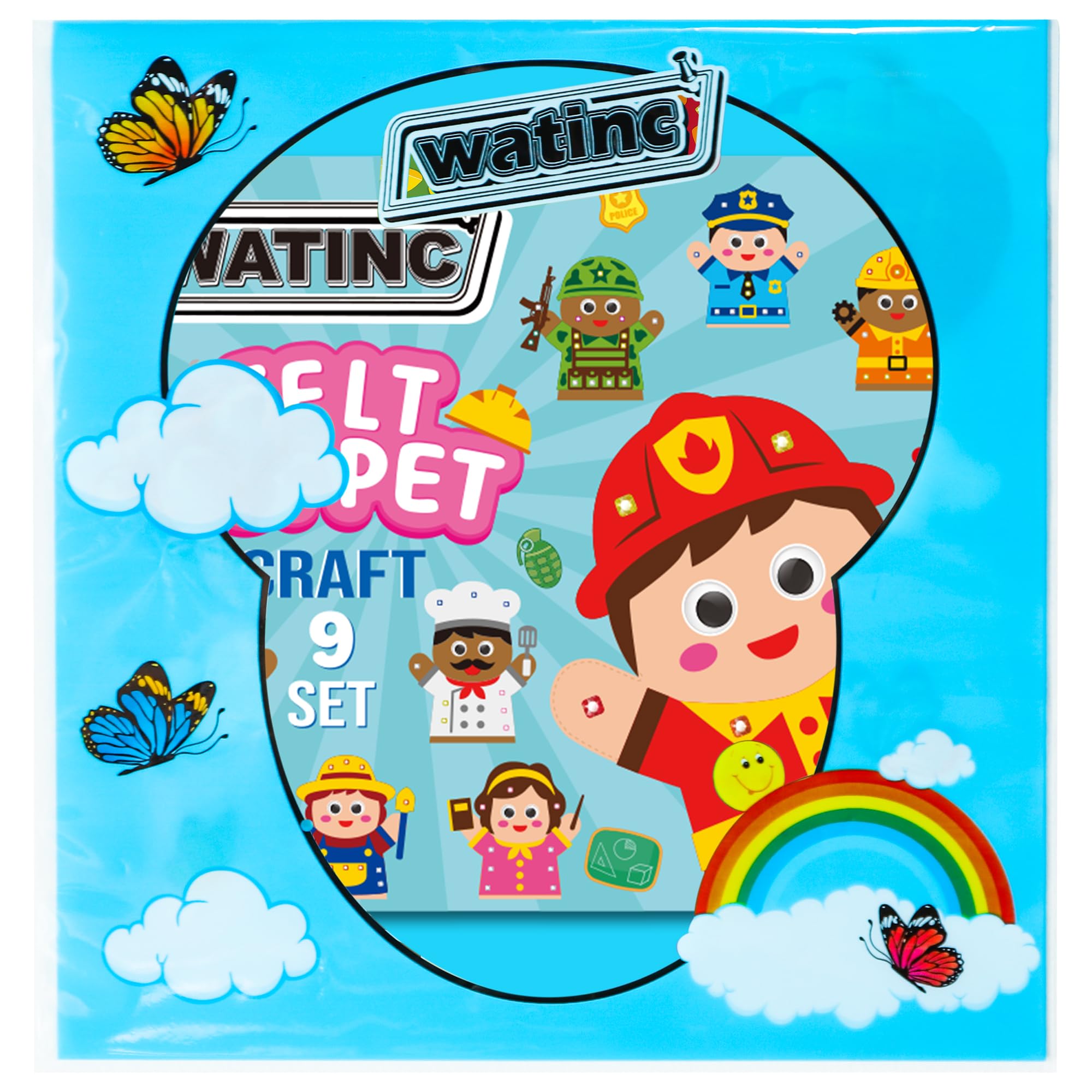 WATINC 9-Piece DIY Felt Hand Puppet Making Kit for Kids