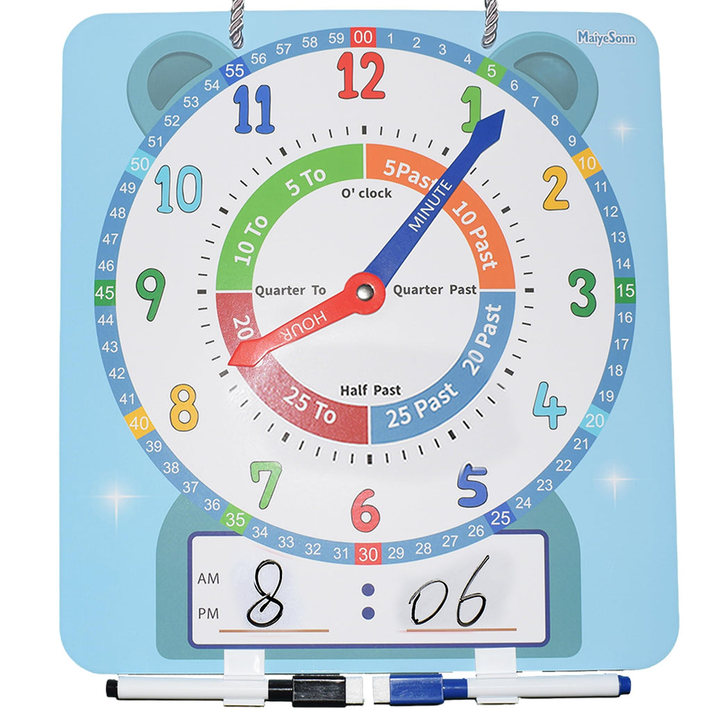 12-Inch Magnetic Dry-Erase Teaching Clock for Kids