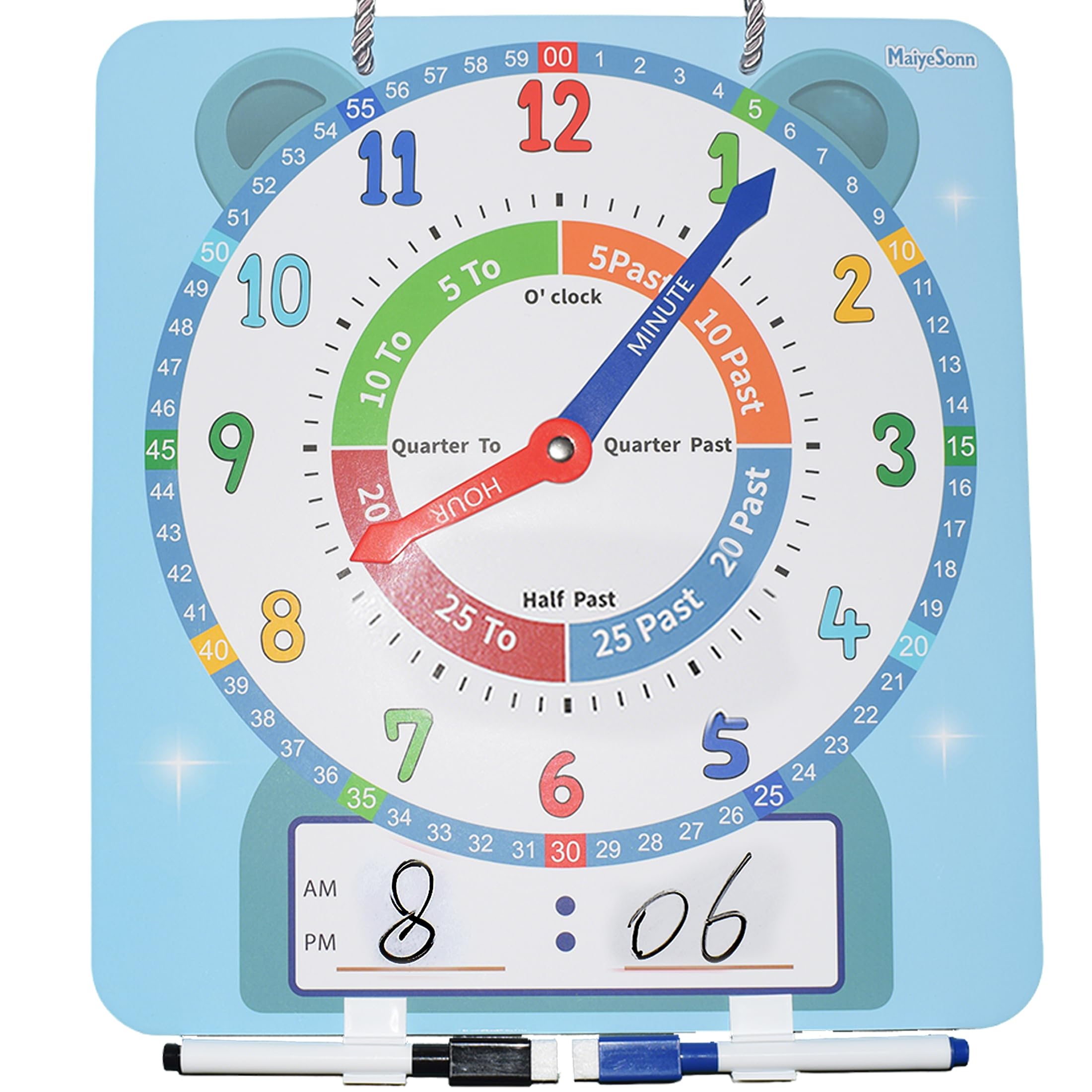 12-Inch Magnetic Dry-Erase Teaching Clock for Kids
