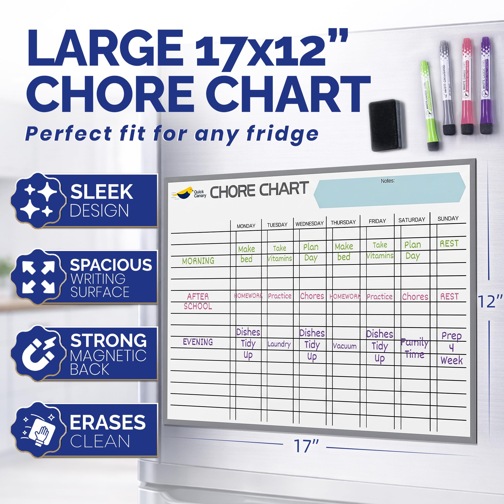 17x12 Magnetic Dry-Erase Chore and Reward Chart for Kids
