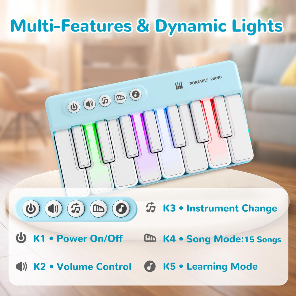 iPlay, iLearn Mini Piano Keyboard with Rainbow Lights
