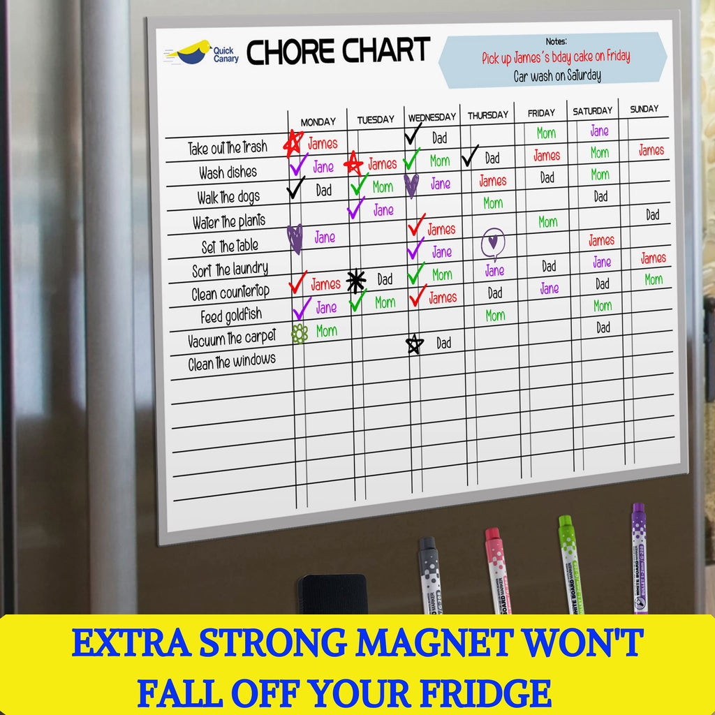 17x12 Magnetic Dry-Erase Chore and Reward Chart for Kids