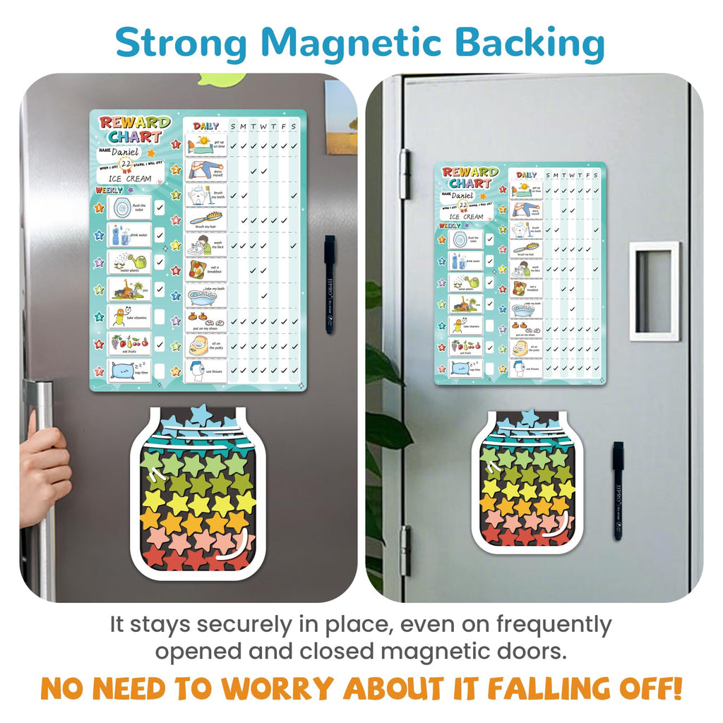Magnetic Kids Routine Chart and Reward Jar Set