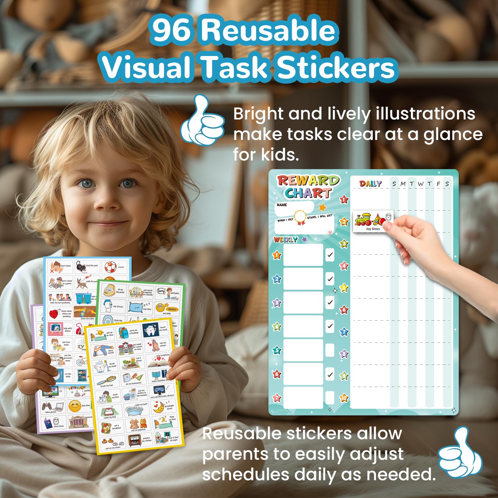 Magnetic Kids Routine Chart and Reward Jar Set