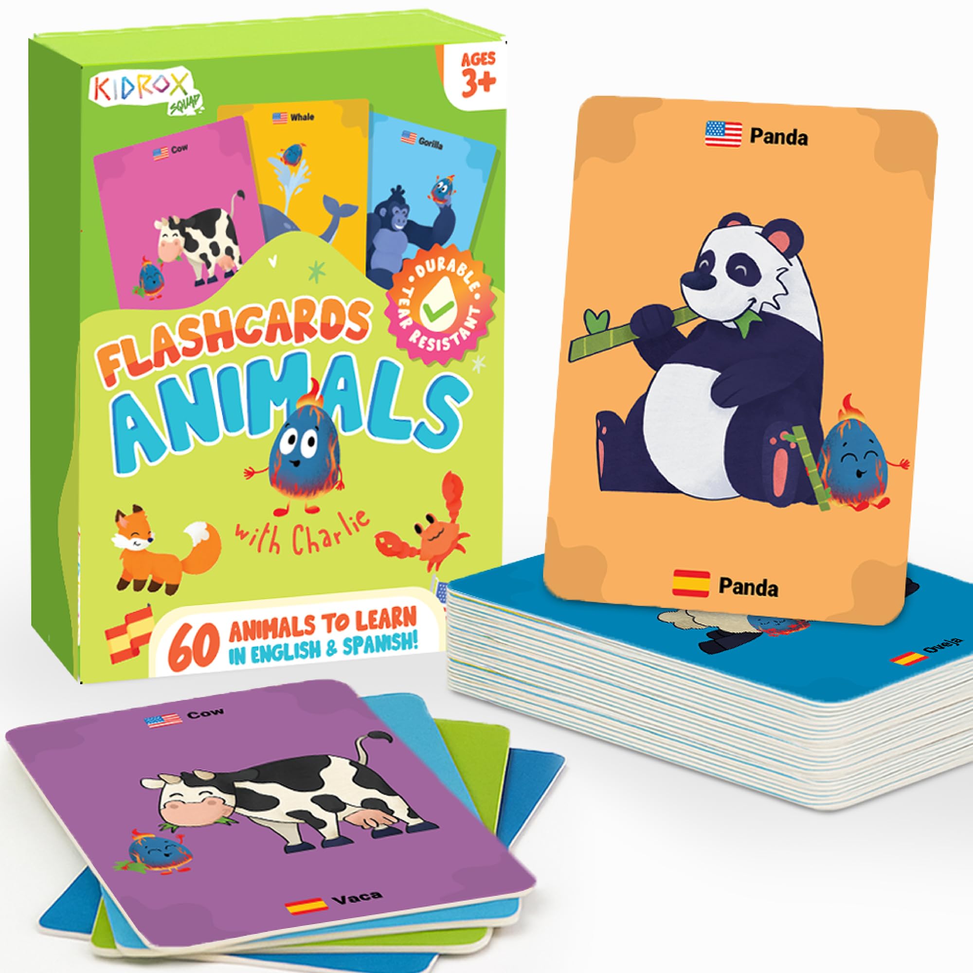 Kidrox Bilingual Spanish Sensory Flash Cards for Toddlers