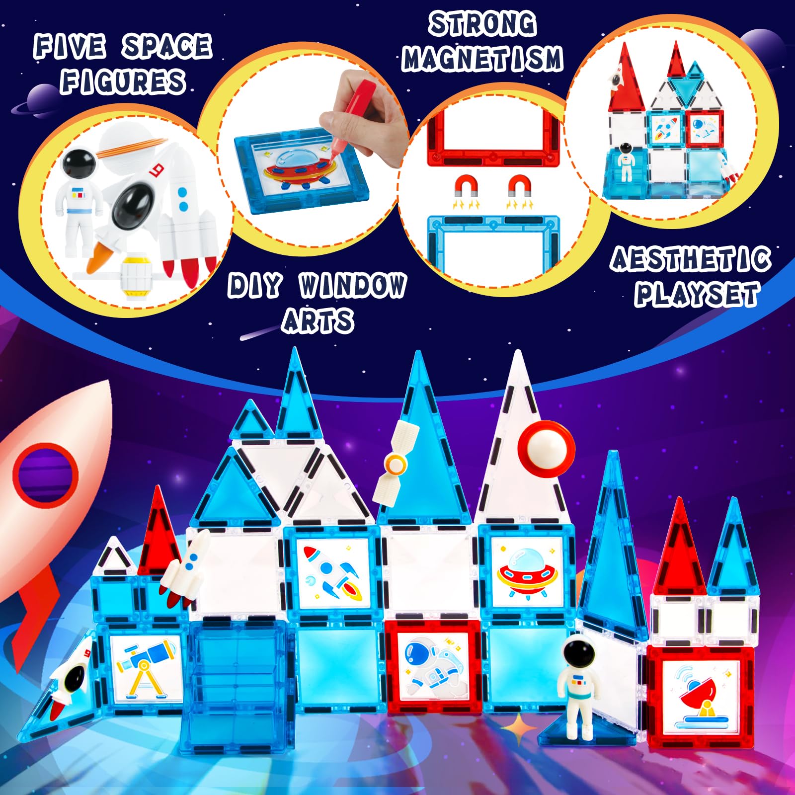 GEKETY Magnetic Building Tiles Set for Creative STEM Play