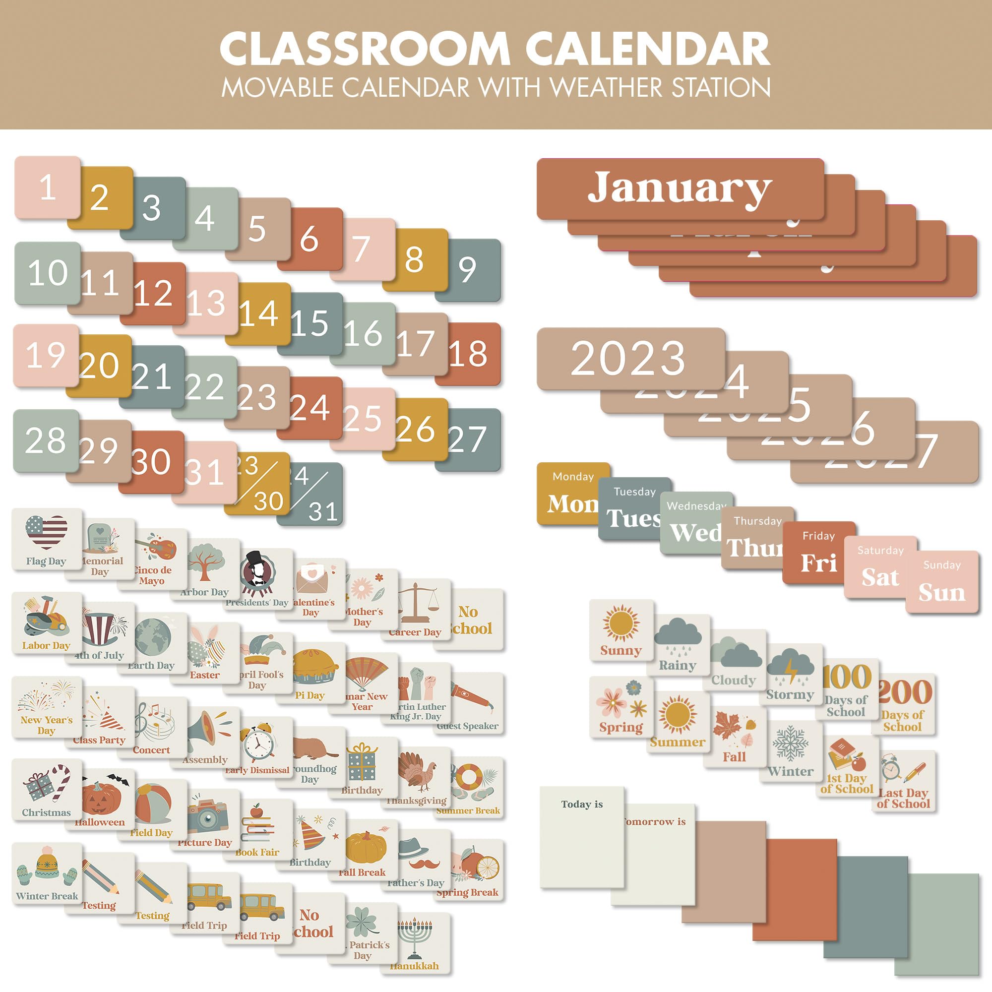 The Ultimate Classroom Calendar Pocket Chart for Kids - Beautiful Calendar with Educational Cards for Easy Learning - Fun and Modern Classroom Must Have Supplies That Fits Nicely w/Any School Decor