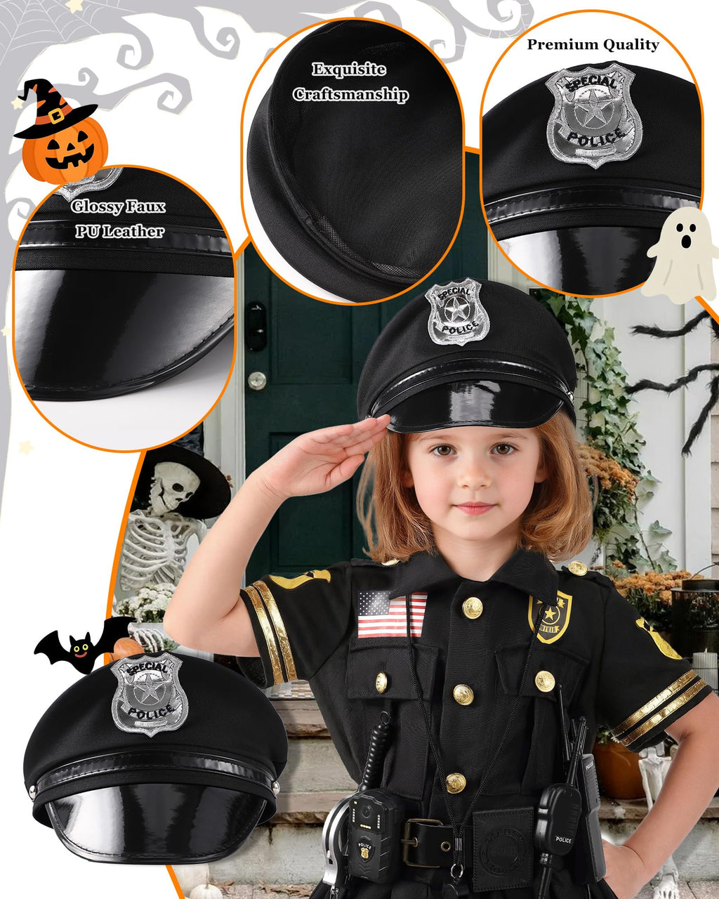 10-Piece Kids Police Officer Costume and Dress-Up Set