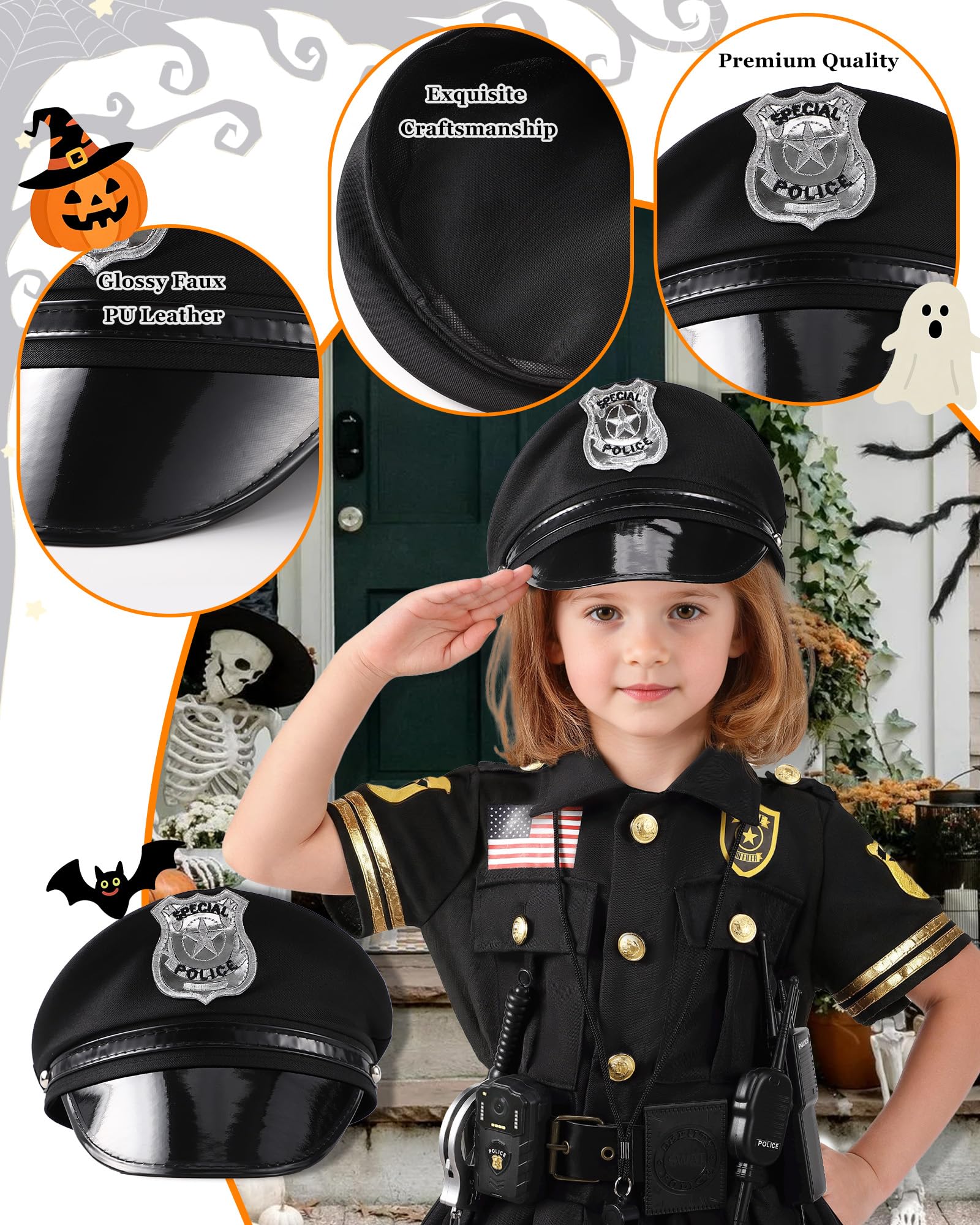 10-Piece Kids Police Officer Costume and Dress-Up Set