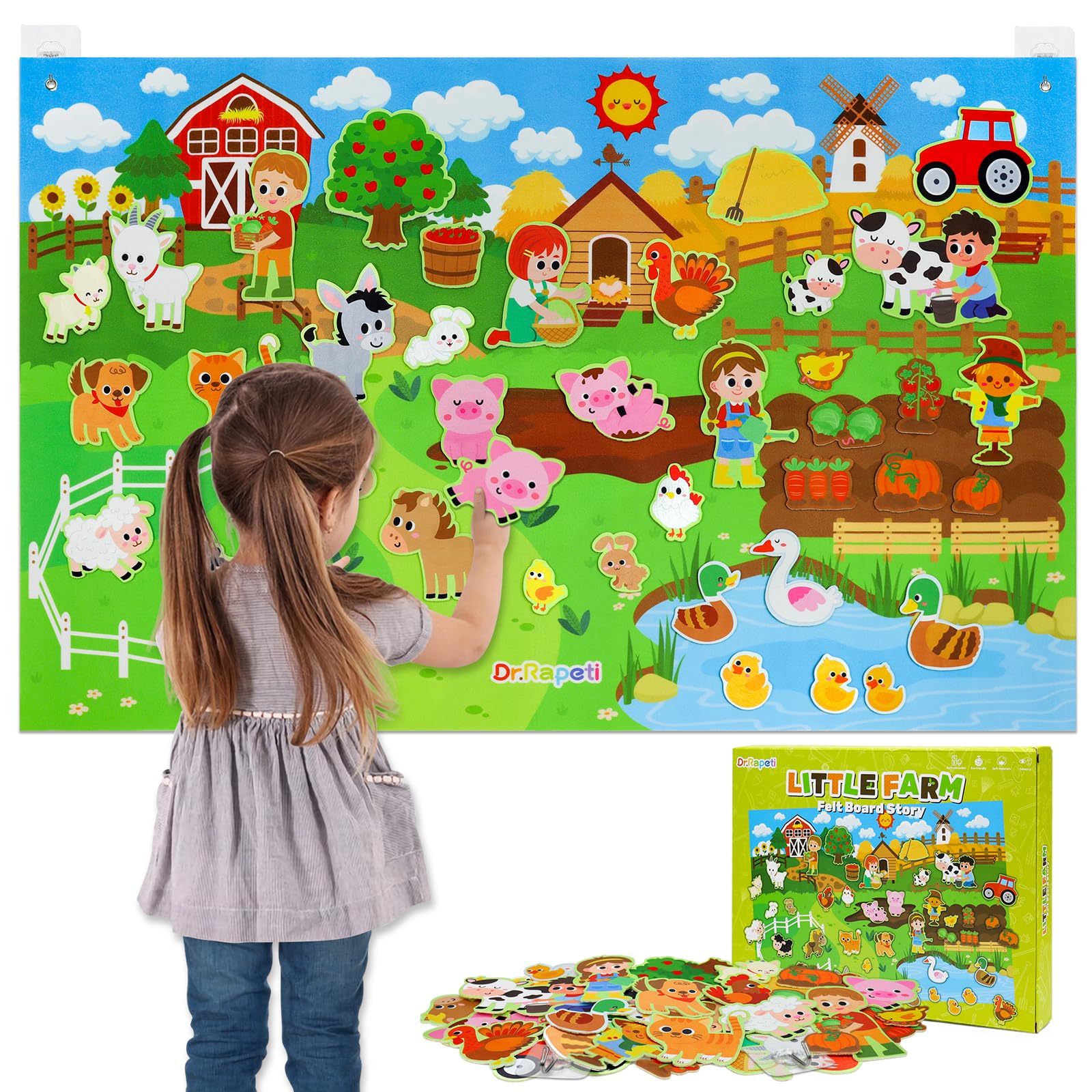 Dr. Rapeti 41-Piece Farm Animals Felt Story Board Set