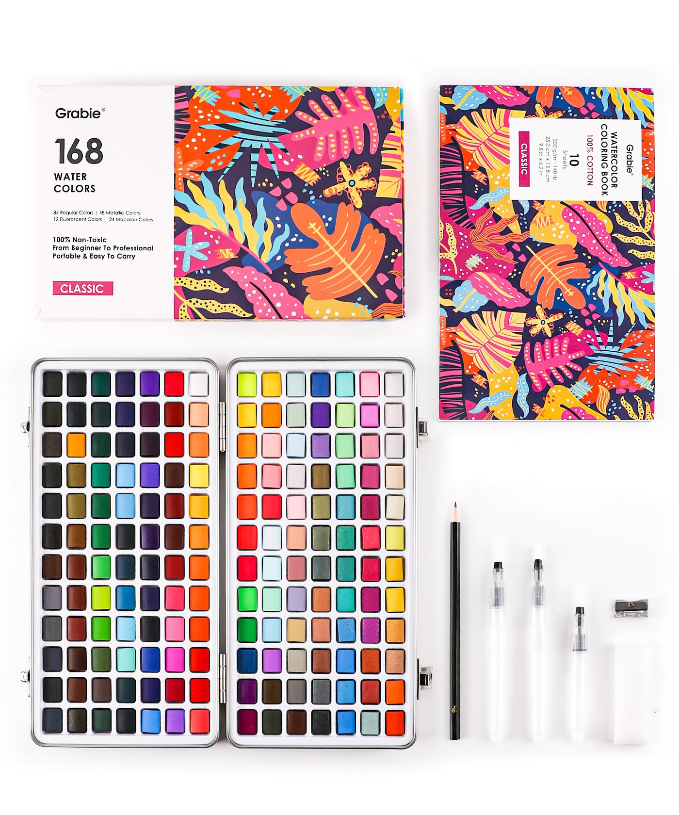 Grabie 100-Color Watercolor Paint Set with Carrying Case