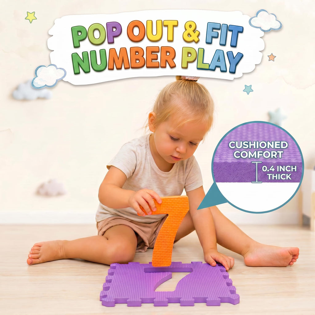 10-Tile Interlocking Foam Hopscotch Play Mat for Kids