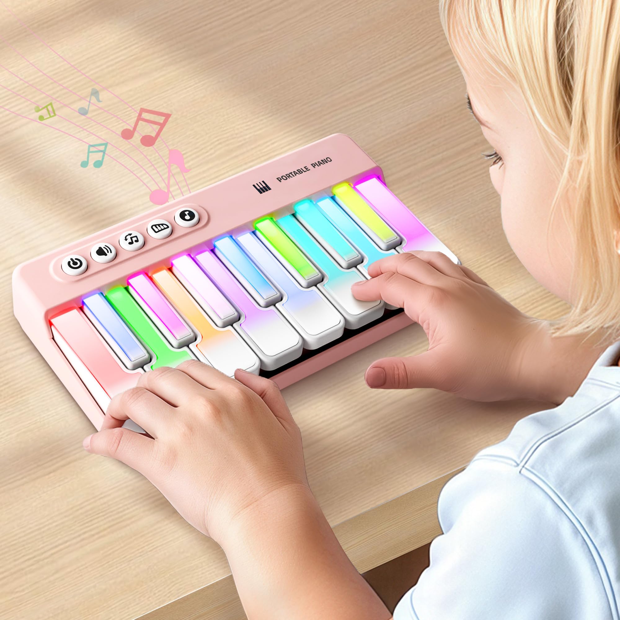 iPlay, iLearn Mini Piano Keyboard with Rainbow Lights