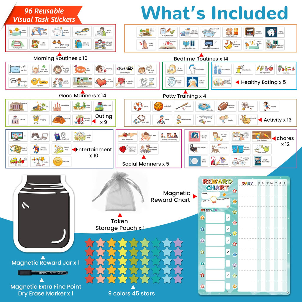 Magnetic Kids Routine Chart and Reward Jar Set