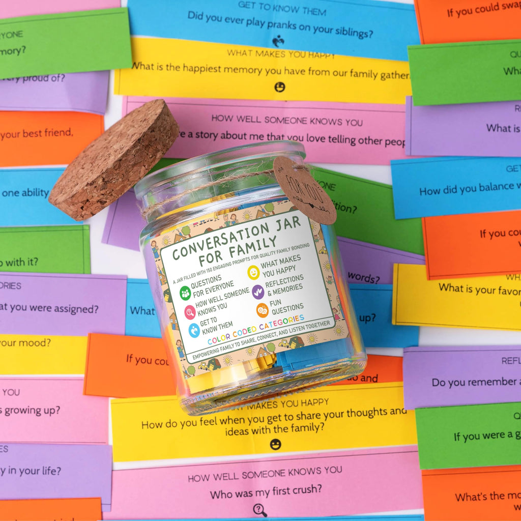 150-Card Family Conversation Starter Jar for Kids
