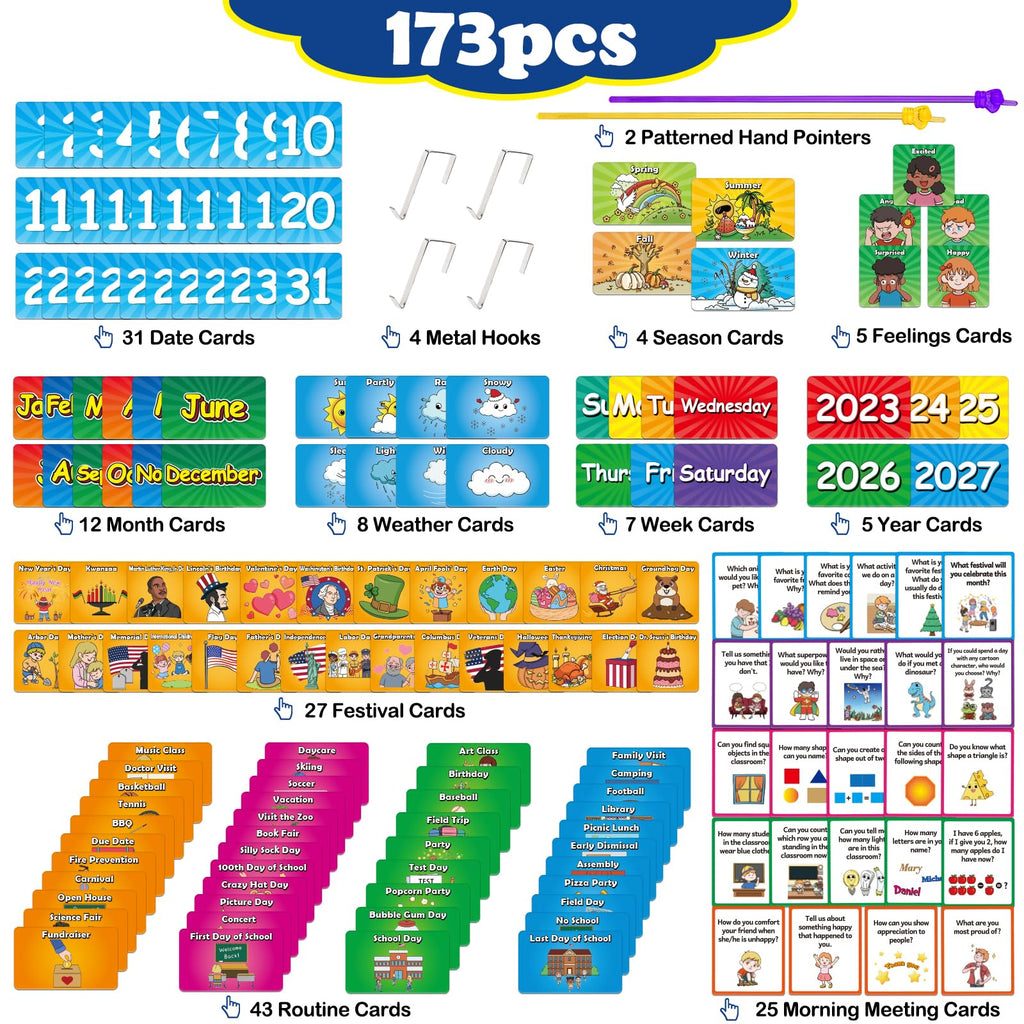 Classroom Calendar Pocket Chart, School Calendar for Kids Learning for Home Homeschool Teacher Supplies for Classroom Elementary Back to School Supplies…
