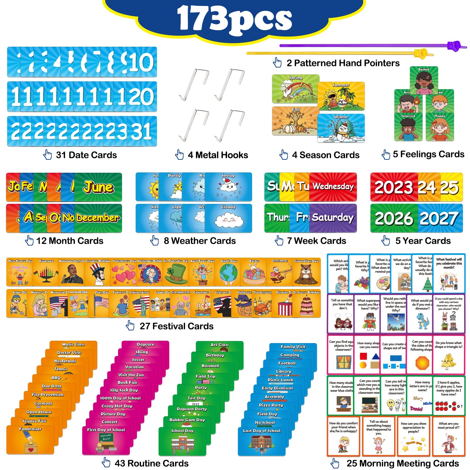 Classroom Calendar Pocket Chart, School Calendar for Kids Learning for Home Homeschool Teacher Supplies for Classroom Elementary Back to School Supplies…