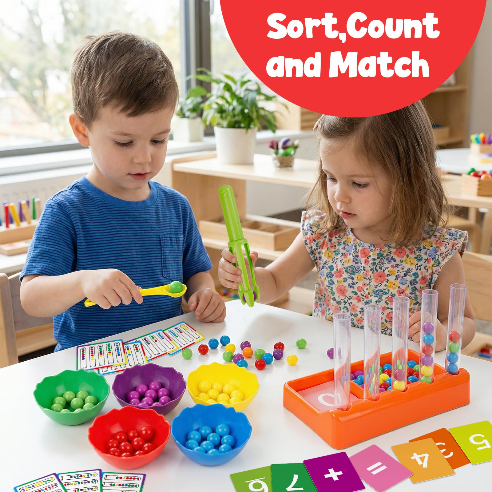 Aizweb Montessori Counting and Color Sorting Toy Set
