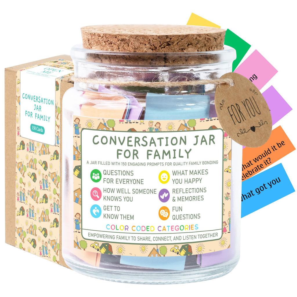 150-Card Family Conversation Starter Jar for Kids