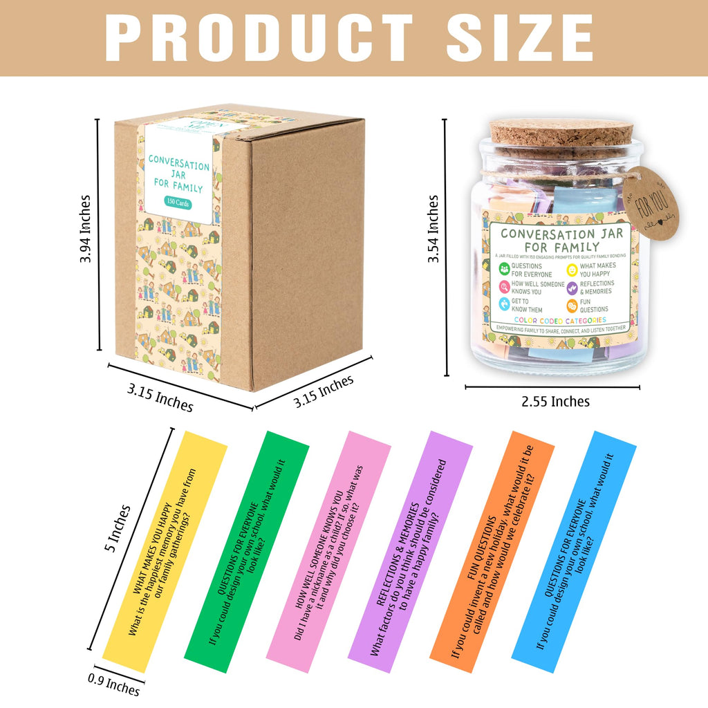 150-Card Family Conversation Starter Jar for Kids