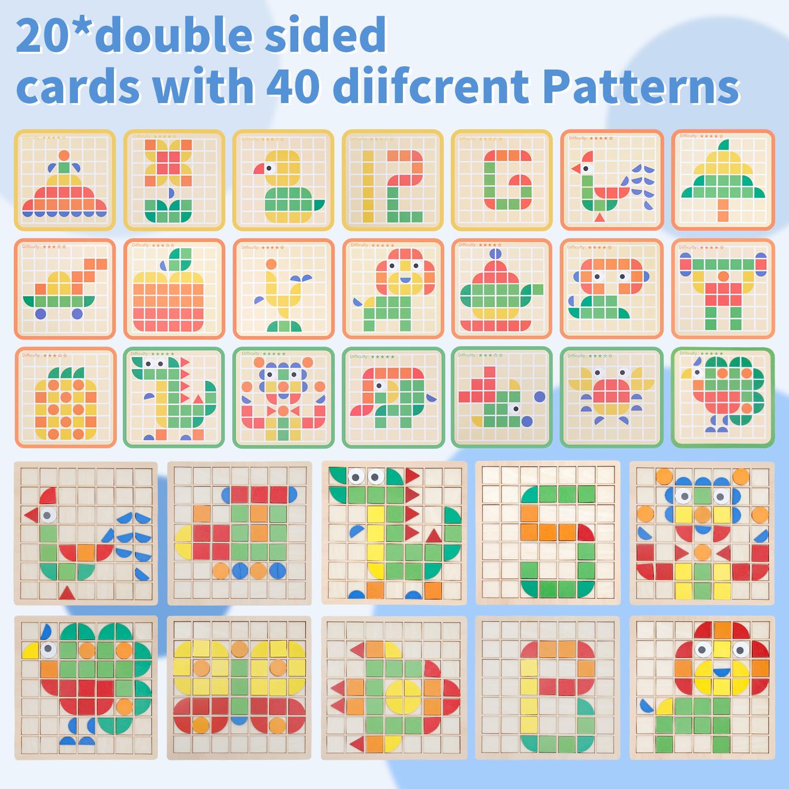 Zycolo 120-Piece Montessori Tangram Puzzle Set for Kids