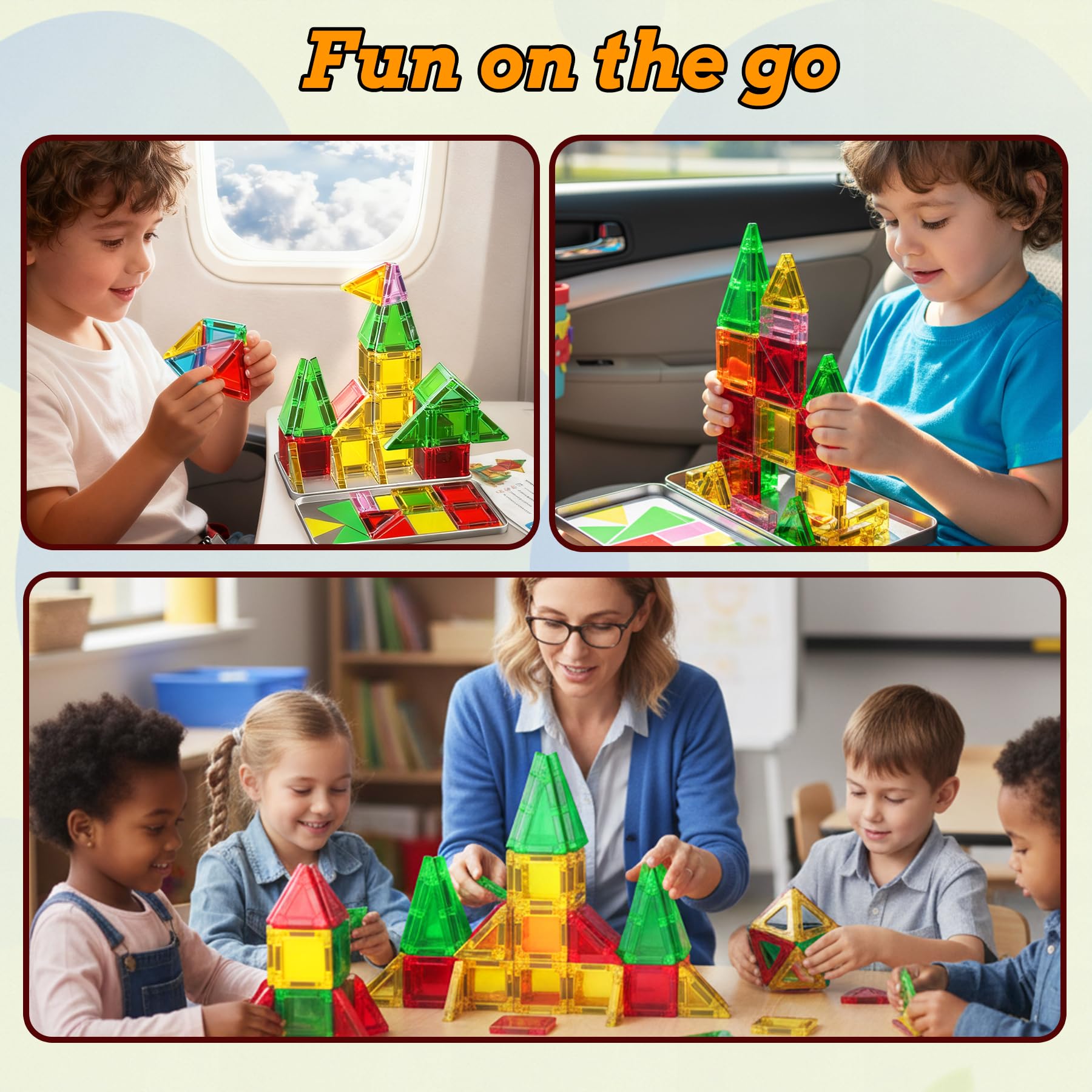 SKTMYY Mini Magnetic Travel Tiles with Storage Tin for Kids
