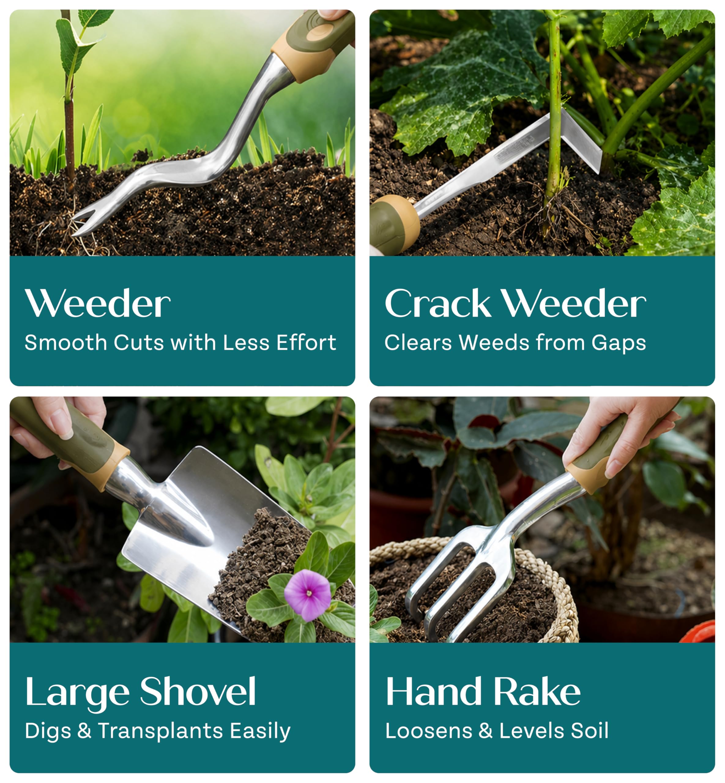 Heavy-Duty Ergonomic Garden Tool Set for Home Gardening