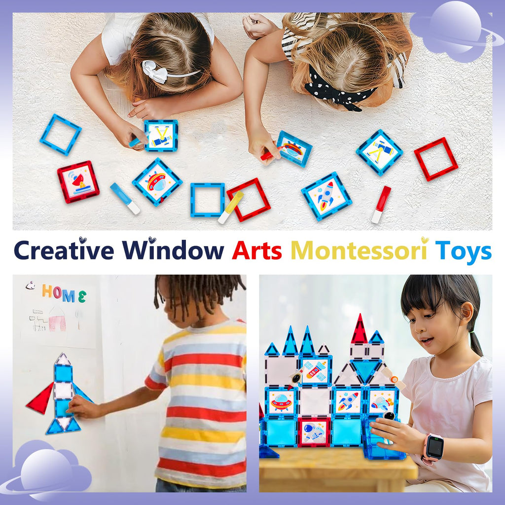 GEKETY Magnetic Building Tiles Set for Creative STEM Play