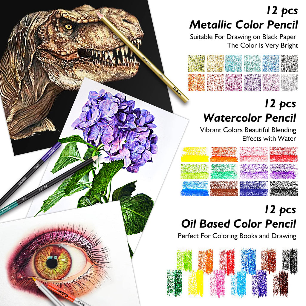 Caliart 176-Piece Sketching Kit with 100-Sheet Sketchbook