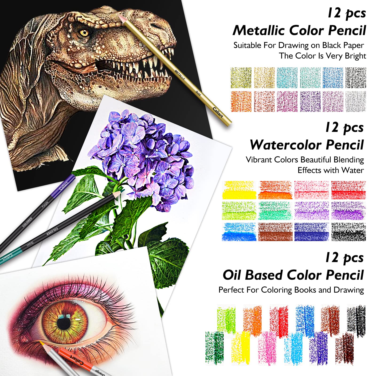 Caliart 176-Piece Sketching Kit with 100-Sheet Sketchbook