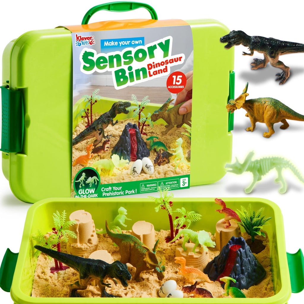 Klever Kits Glow-in-the-Dark Sensory Sand Bin for Toddlers