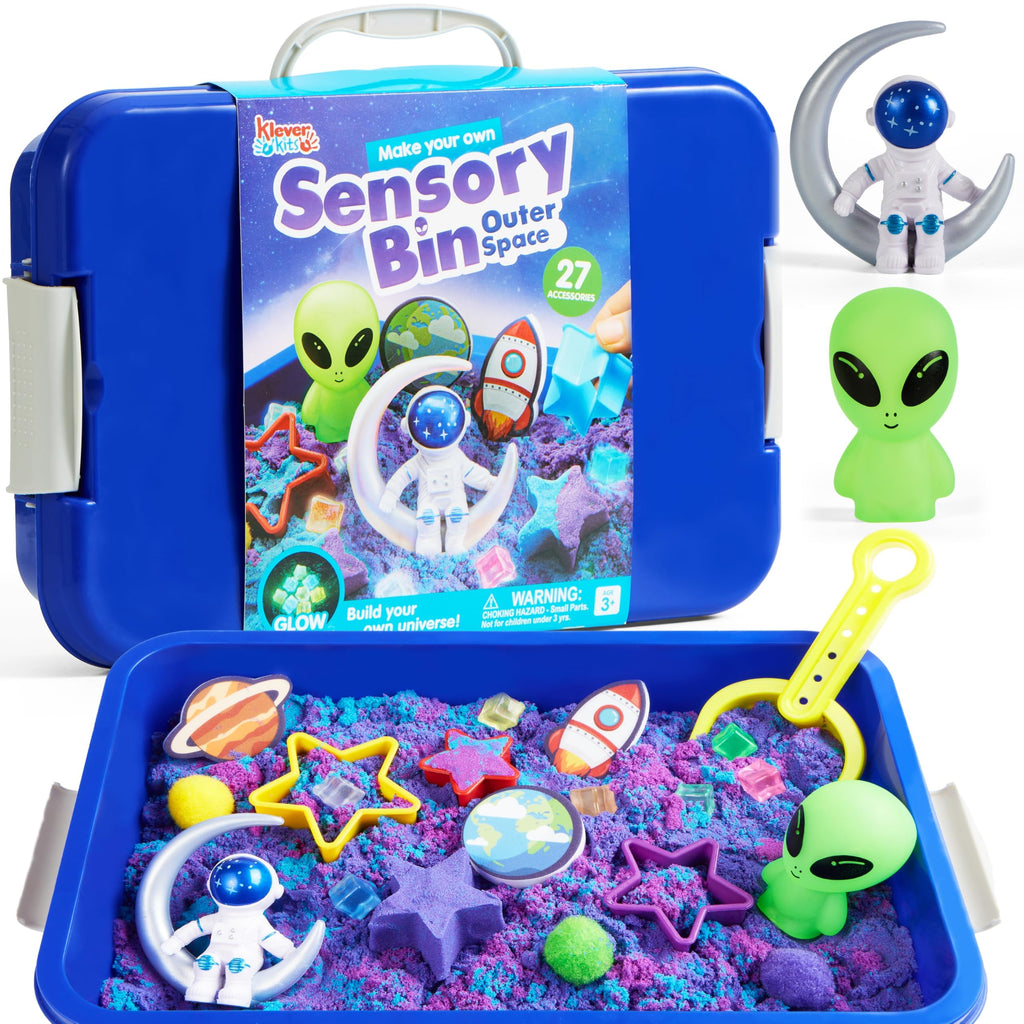 Klever Kits Glow-in-the-Dark Sensory Sand Bin for Toddlers