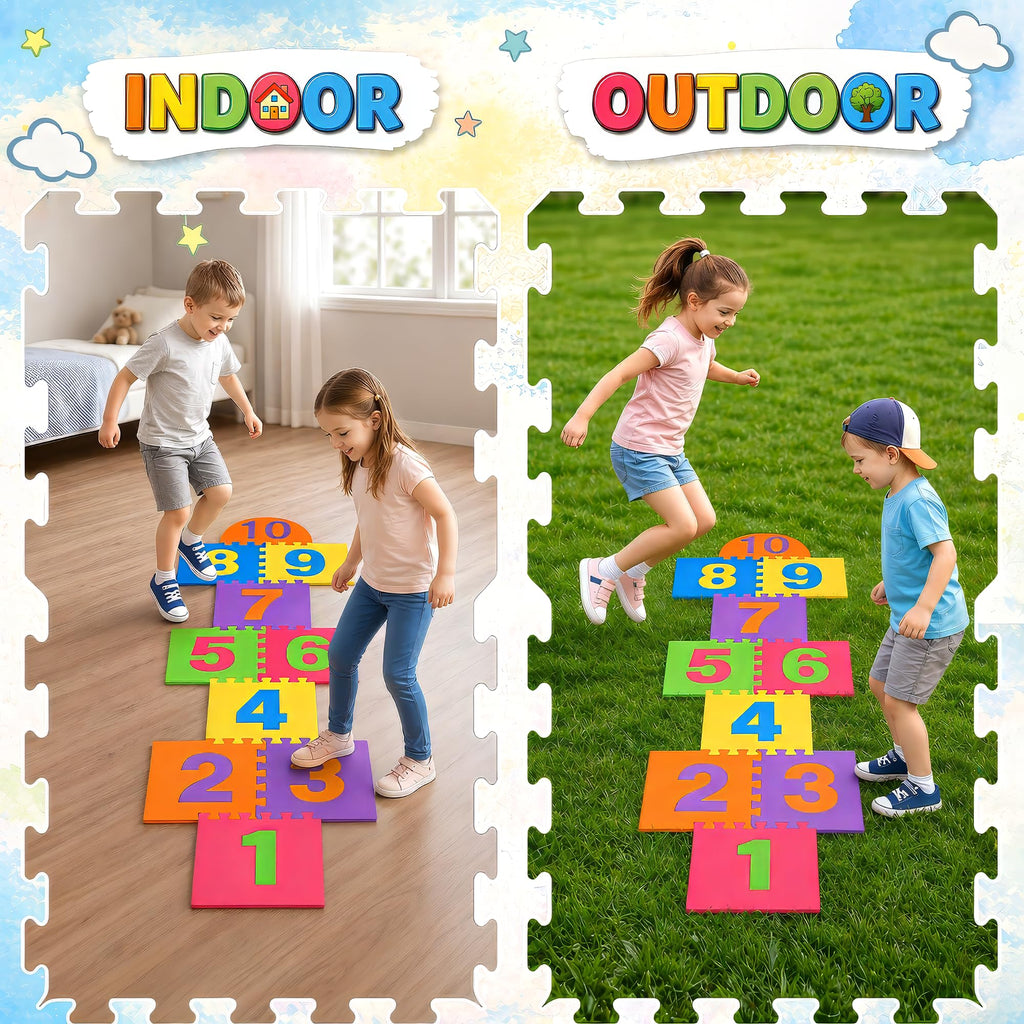 10-Tile Interlocking Foam Hopscotch Play Mat for Kids