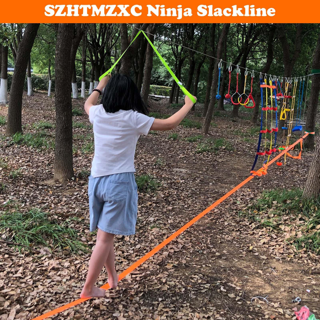 SZHTMZXC Kids Ninja Warrior Course with Steel Cable